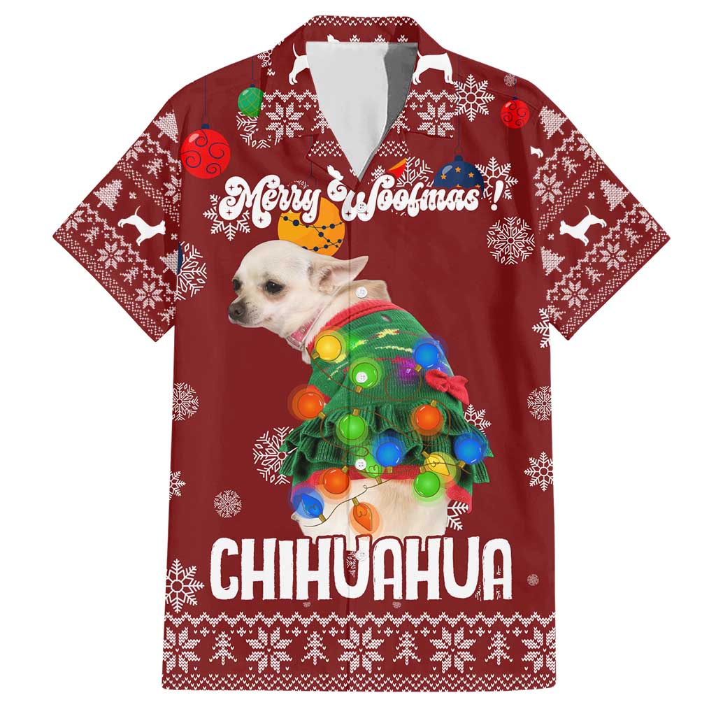 Chihuahua Dog Attitude Christmas Family Matching Short Sleeve Bodycon Dress and Hawaiian Shirt Xmas Holiday Patterns - Wonder Print Shop