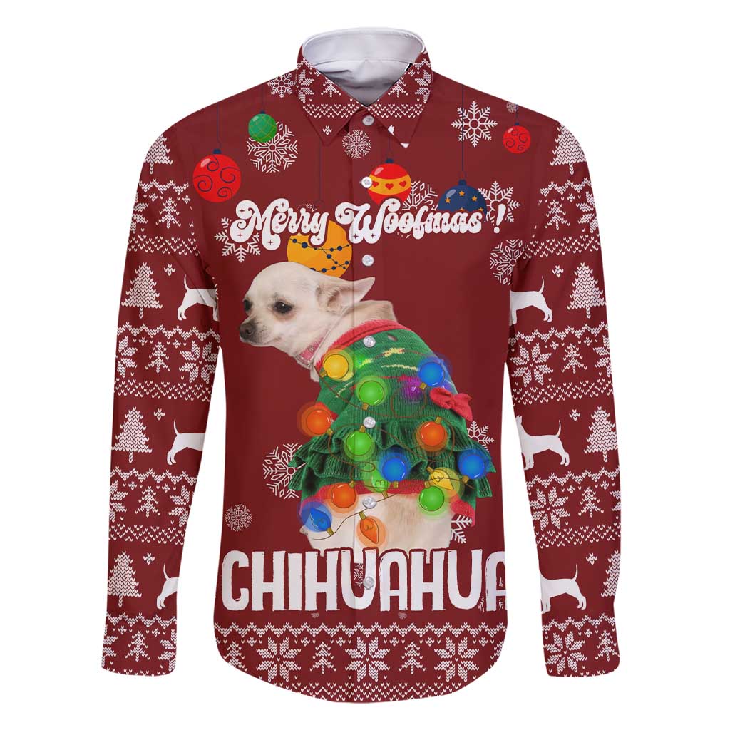 Chihuahua Dog Attitude Christmas Family Matching Short Sleeve Bodycon Dress and Hawaiian Shirt Xmas Holiday Patterns - Wonder Print Shop