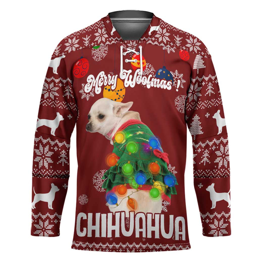 Chihuahua Dog Attitude Christmas Hockey Jersey Xmas Holiday Patterns - Wonder Print Shop