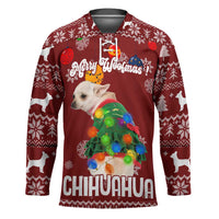 Chihuahua Dog Attitude Christmas Hockey Jersey Xmas Holiday Patterns - Wonder Print Shop