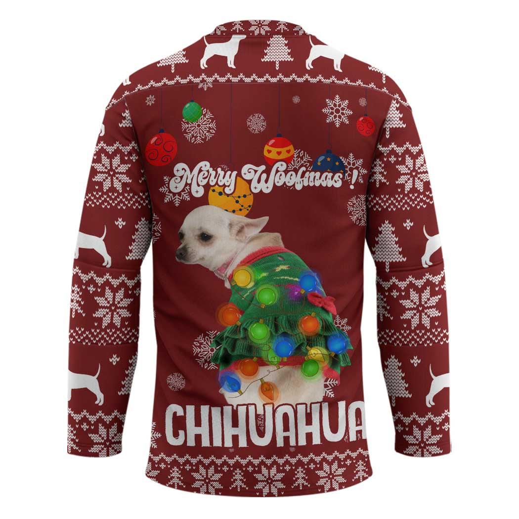 Chihuahua Dog Attitude Christmas Hockey Jersey Xmas Holiday Patterns - Wonder Print Shop
