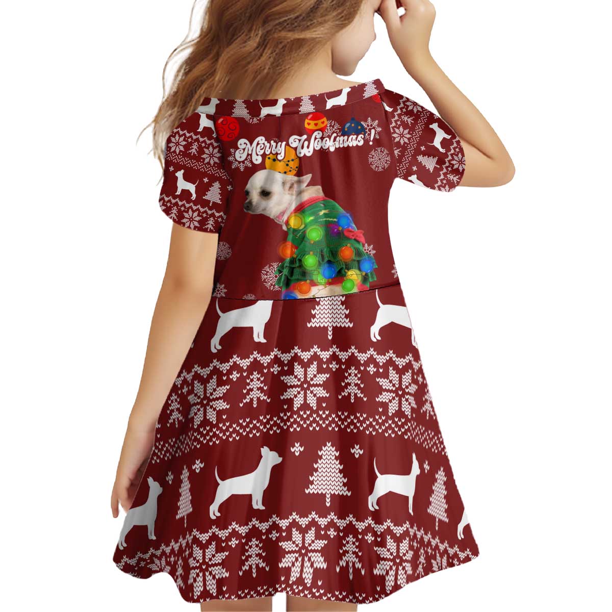 Chihuahua Dog Attitude Christmas Kid Short Sleeve Dress Xmas Holiday Patterns - Wonder Print Shop
