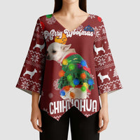 Chihuahua Dog Attitude Christmas Kimono Sleeve Blouse Xmas Holiday Patterns - Wonder Print Shop