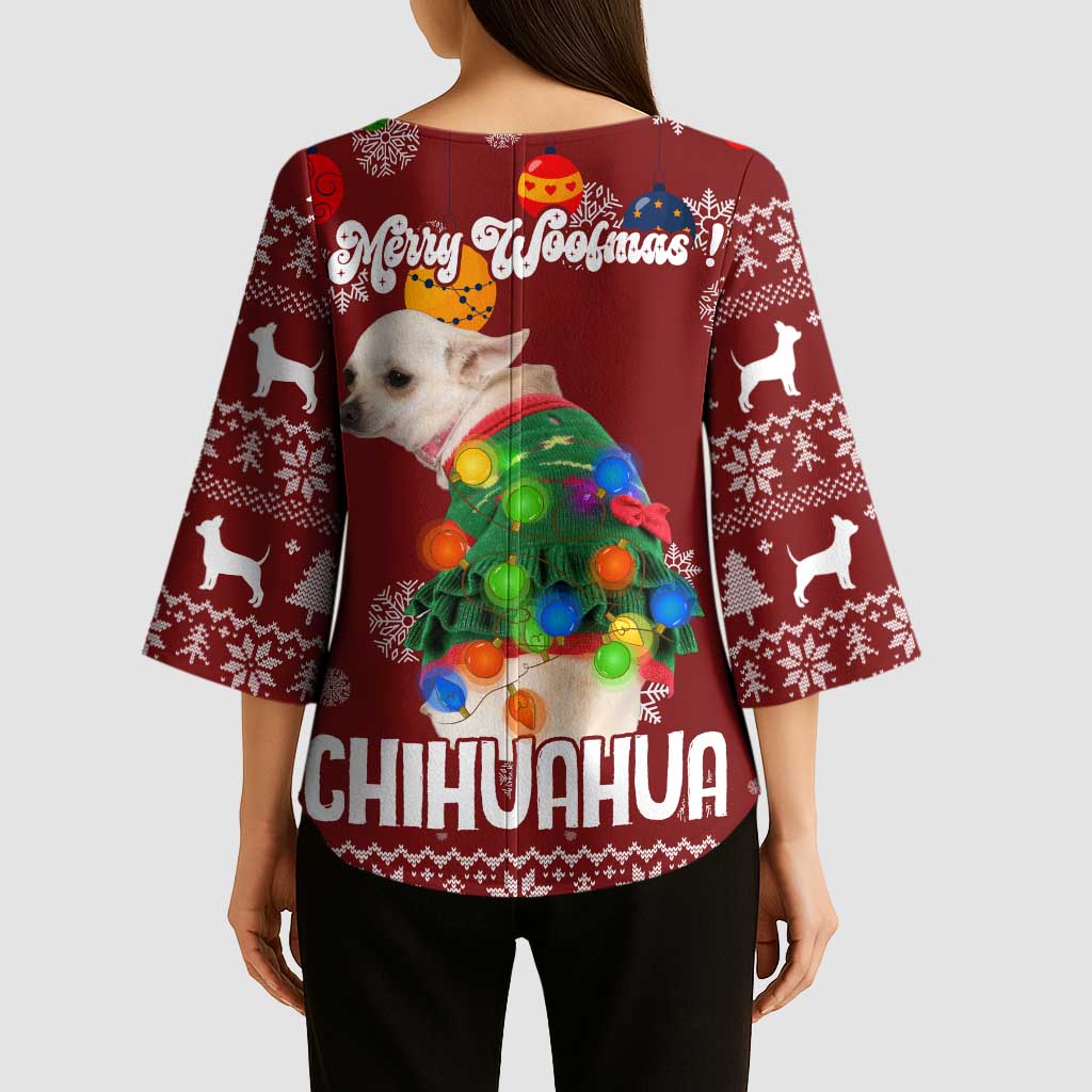 Chihuahua Dog Attitude Christmas Kimono Sleeve Blouse Xmas Holiday Patterns - Wonder Print Shop