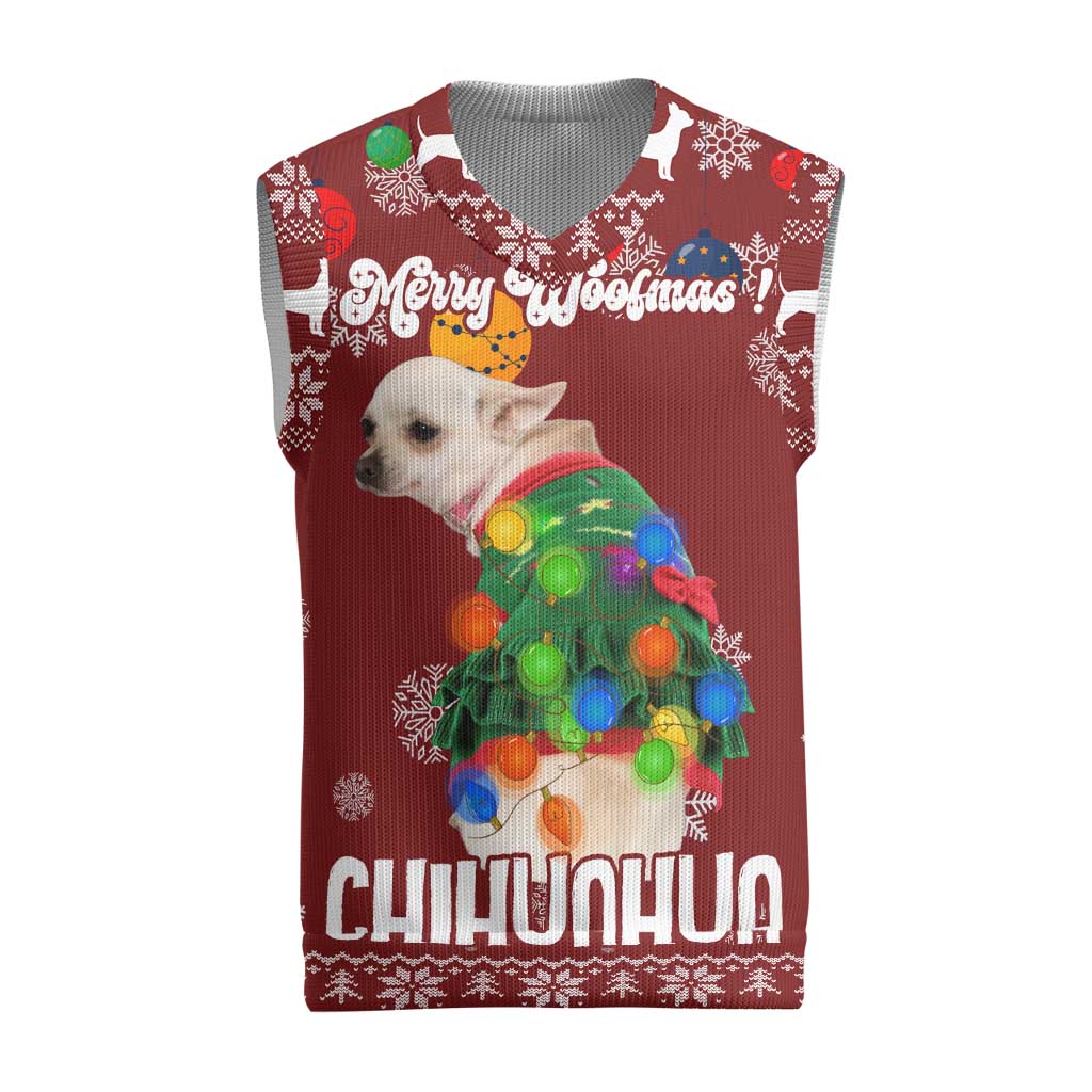 Chihuahua Dog Attitude Christmas Knitted V-Neck Vest Xmas Holiday Patterns - Wonder Print Shop