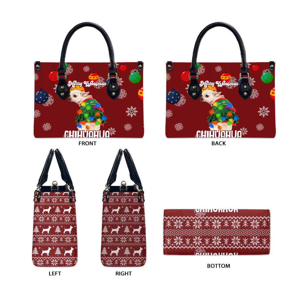 Chihuahua Dog Attitude Christmas Leather Bag Xmas Holiday Patterns - Wonder Print Shop