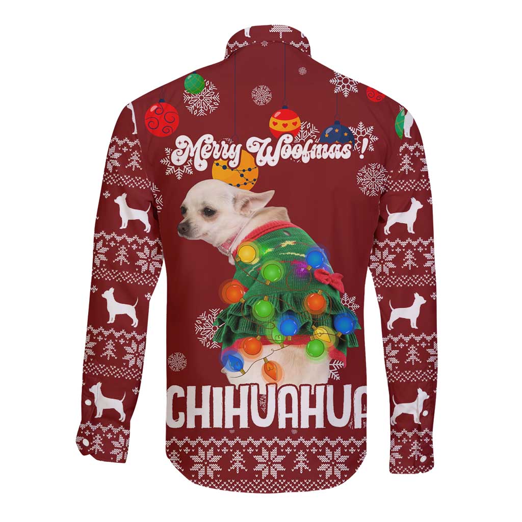 Chihuahua Dog Attitude Christmas Long Sleeve Button Shirt Xmas Holiday Patterns - Wonder Print Shop