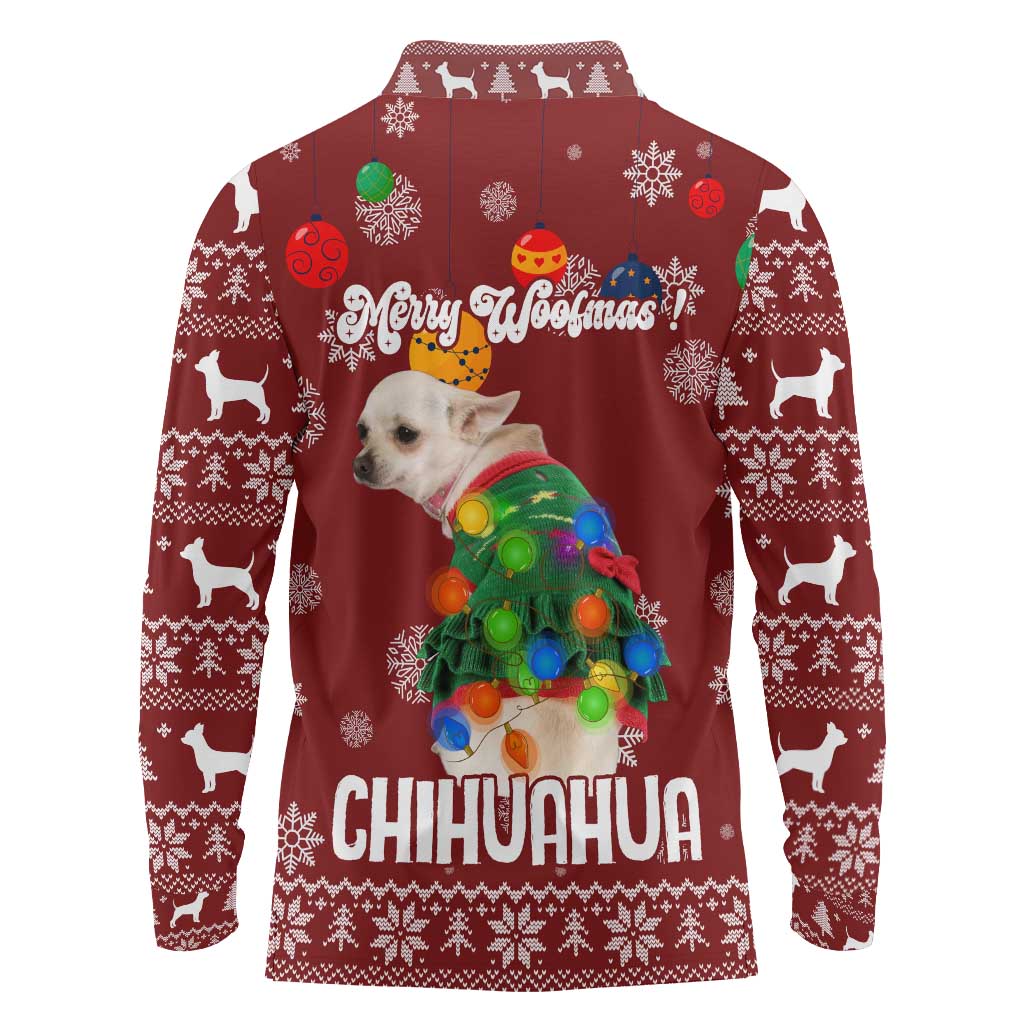 Chihuahua Dog Attitude Christmas Long Sleeve Polo Shirt Xmas Holiday Patterns - Wonder Print Shop