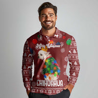 Chihuahua Dog Attitude Christmas Long Sleeve Polo Shirt Xmas Holiday Patterns - Wonder Print Shop