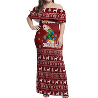 Chihuahua Dog Attitude Christmas Off Shoulder Maxi Dress Xmas Holiday Patterns - Wonder Print Shop