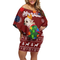 Chihuahua Dog Attitude Christmas Off Shoulder Short Dress Xmas Holiday Patterns - Wonder Print Shop