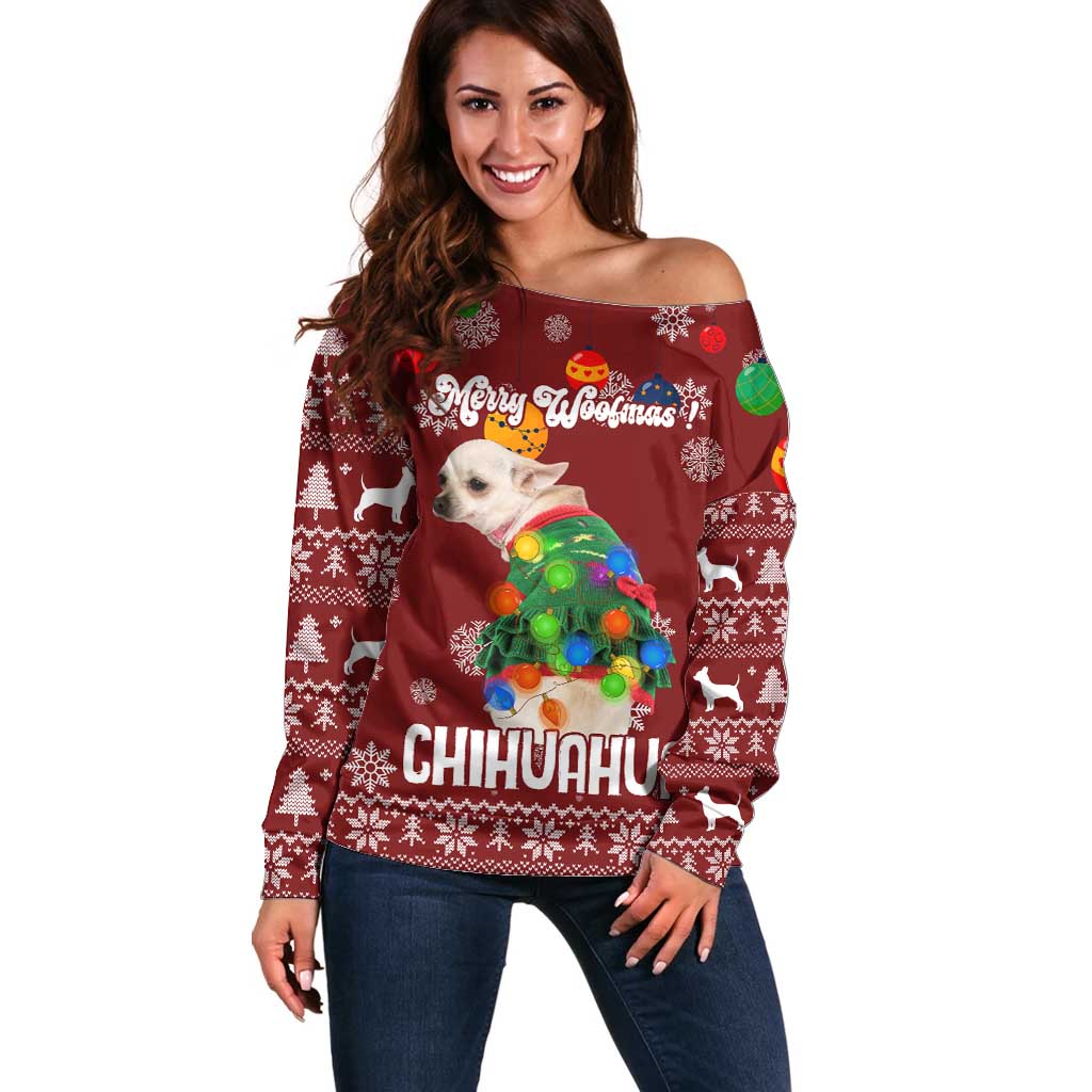 Chihuahua Dog Attitude Christmas Off Shoulder Sweater Xmas Holiday Patterns - Wonder Print Shop