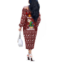 Chihuahua Dog Attitude Christmas Off The Shoulder Long Sleeve Dress Xmas Holiday Patterns - Wonder Print Shop