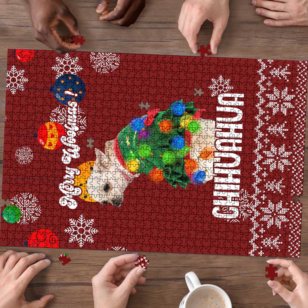 Chihuahua Dog Attitude Christmas Puzzle Xmas Holiday Patterns - Wonder Print Shop