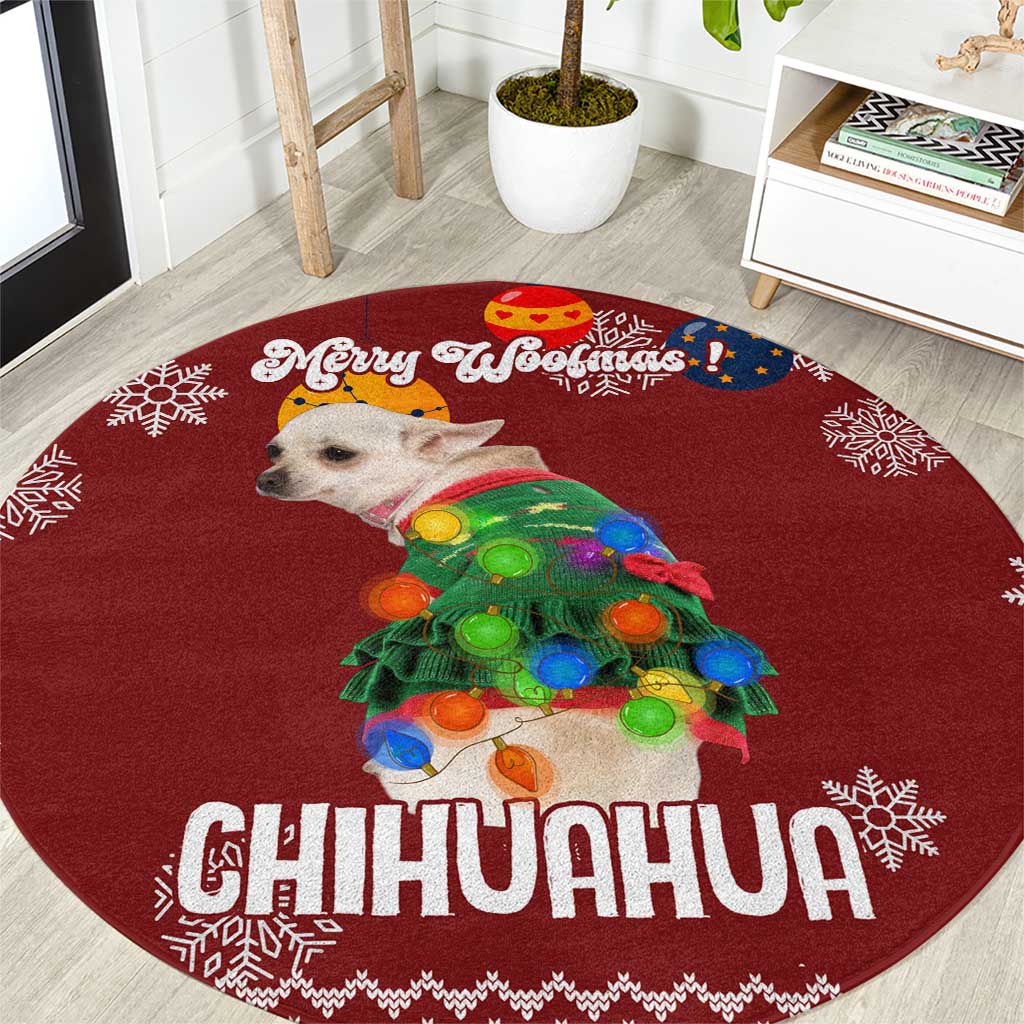 Chihuahua Dog Attitude Christmas Round Carpet Xmas Holiday Patterns - Wonder Print Shop