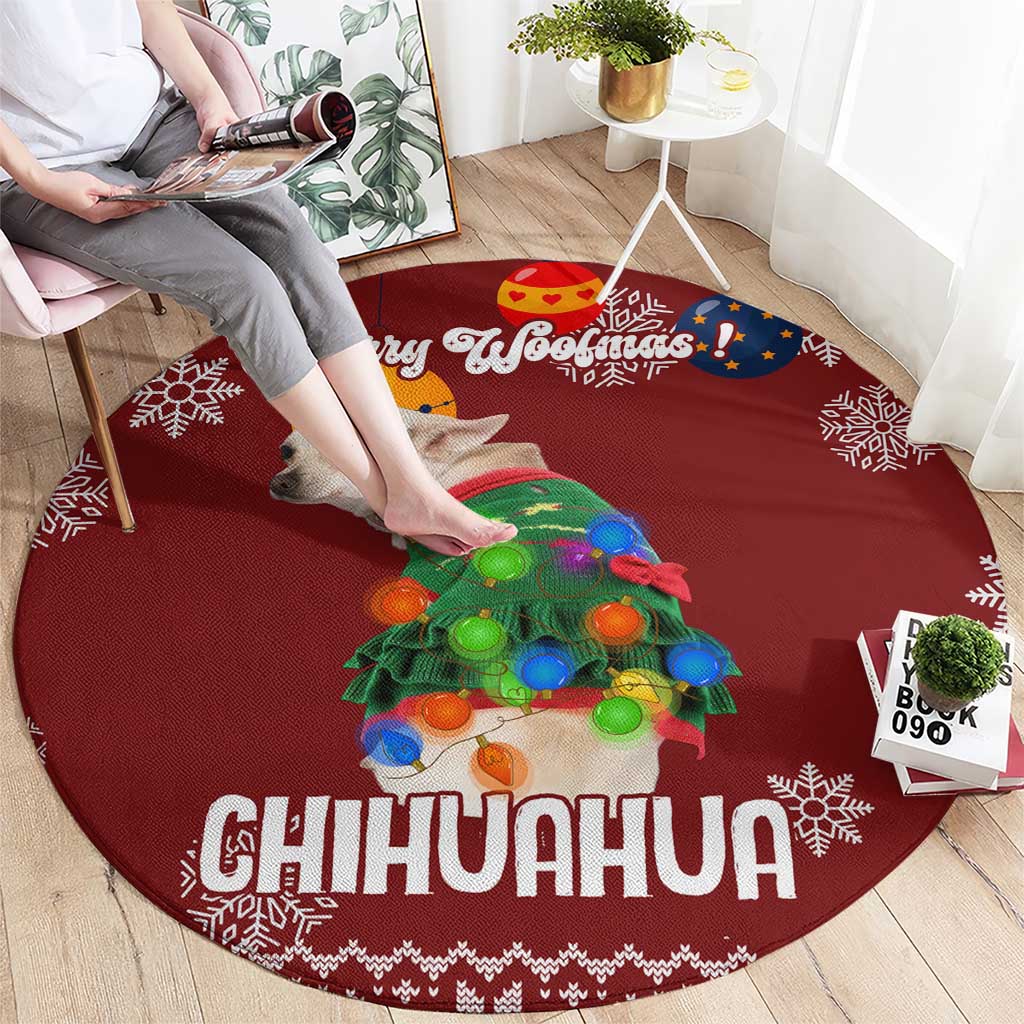 Chihuahua Dog Attitude Christmas Round Carpet Xmas Holiday Patterns - Wonder Print Shop
