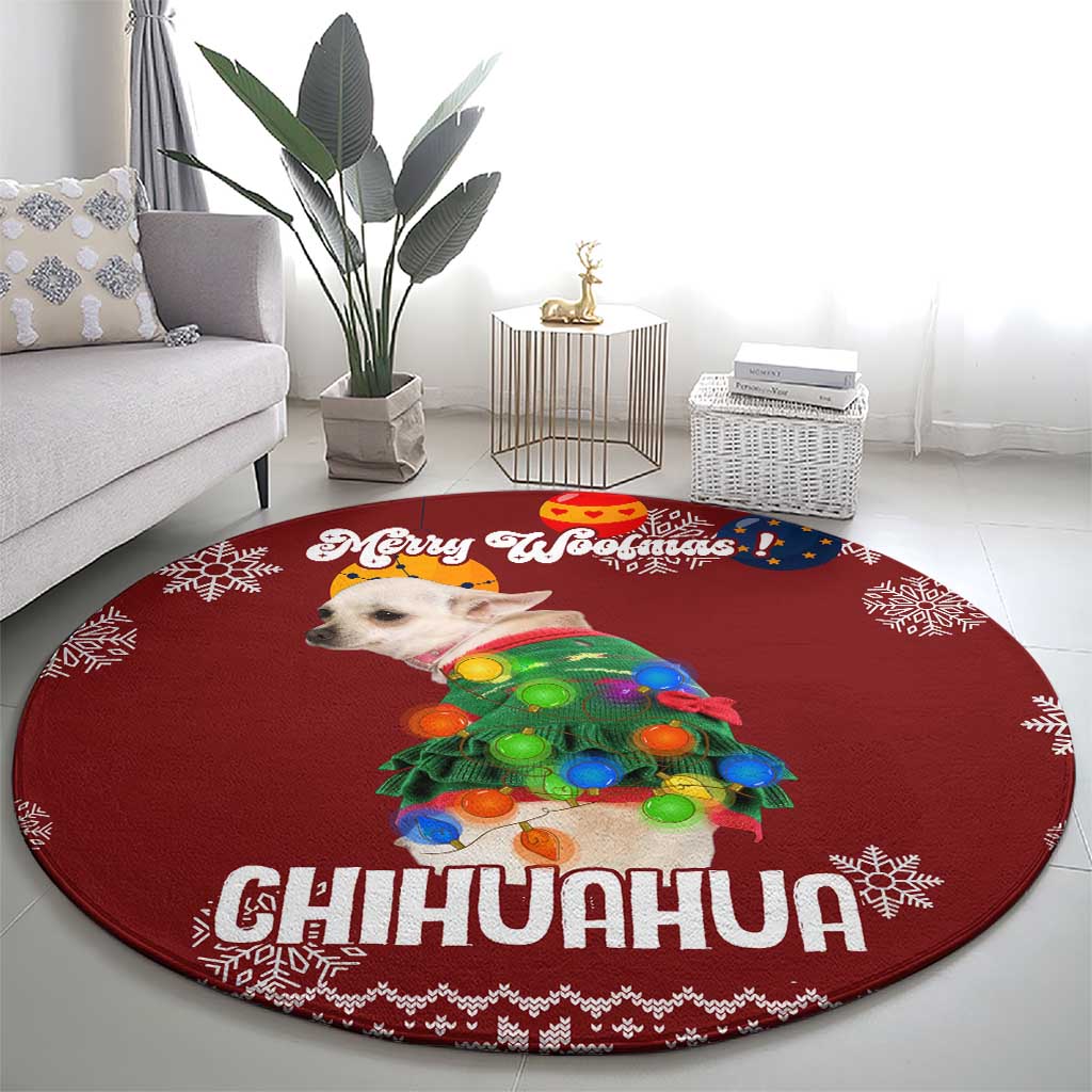Chihuahua Dog Attitude Christmas Round Carpet Xmas Holiday Patterns - Wonder Print Shop