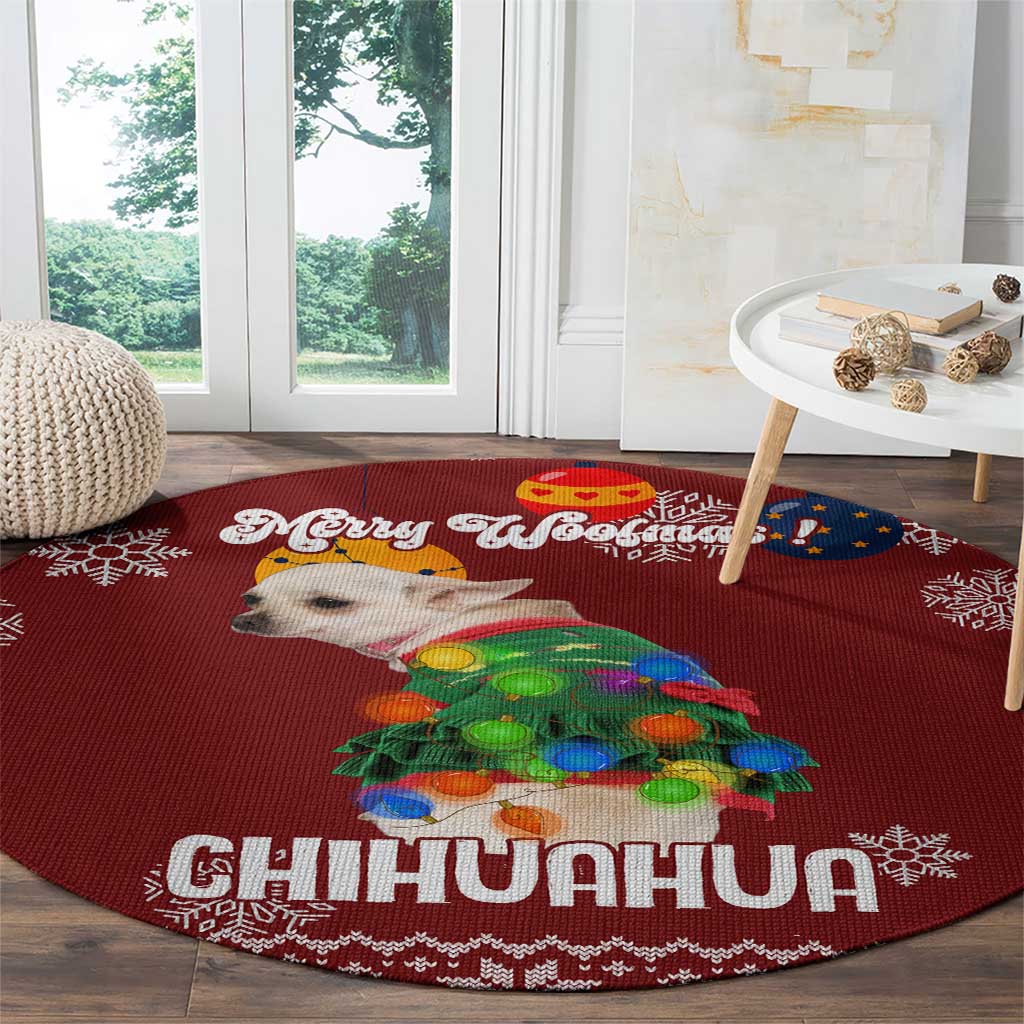 Chihuahua Dog Attitude Christmas Round Carpet Xmas Holiday Patterns - Wonder Print Shop