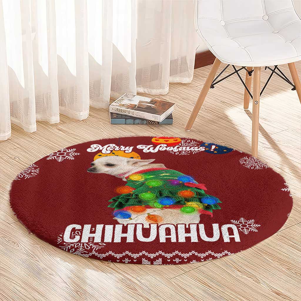 Chihuahua Dog Attitude Christmas Round Carpet Xmas Holiday Patterns - Wonder Print Shop