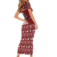 Chihuahua Dog Attitude Christmas Short Sleeve Bodycon Dress Xmas Holiday Patterns - Wonder Print Shop