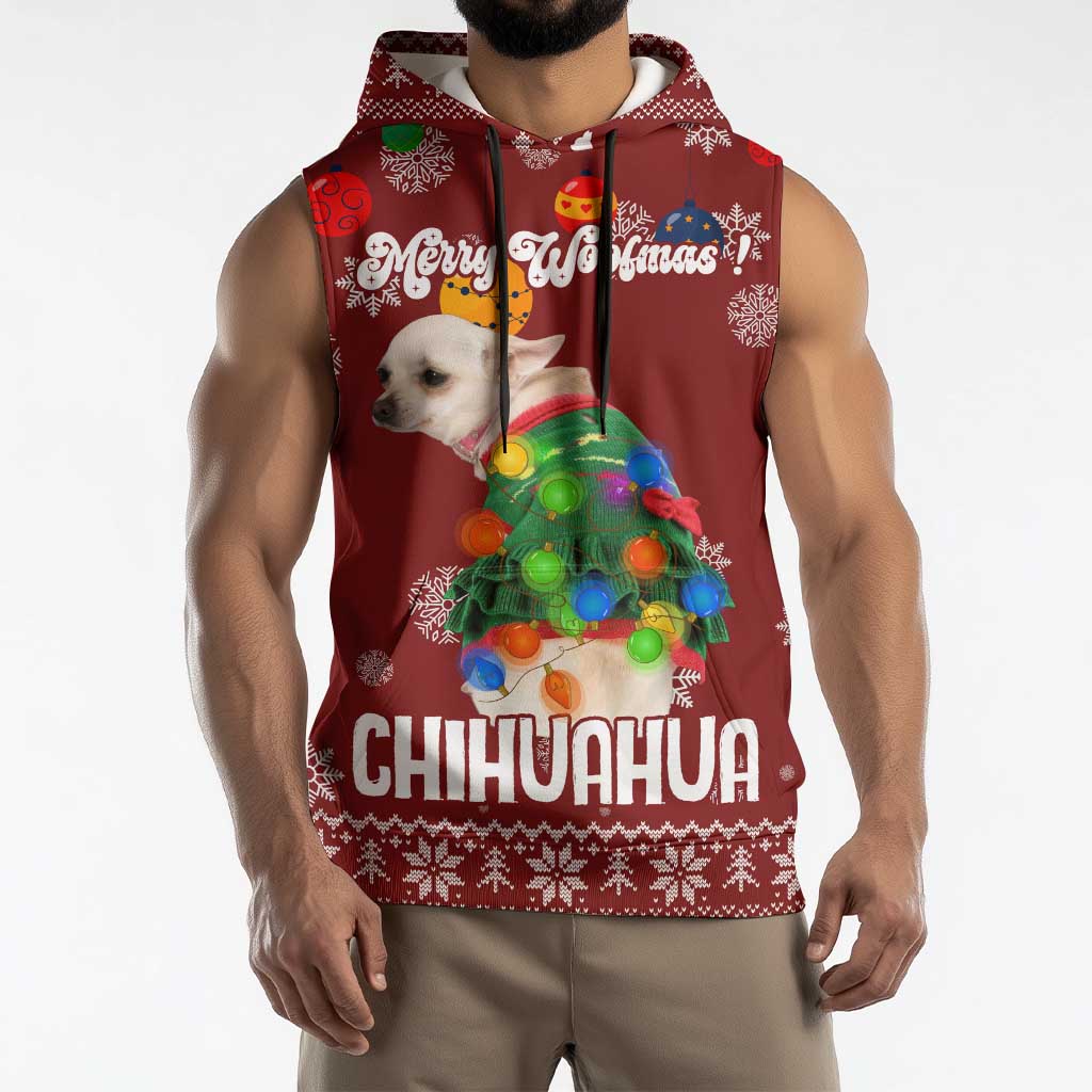 Chihuahua Dog Attitude Christmas Sleeveless Hoodie Xmas Holiday Patterns - Wonder Print Shop