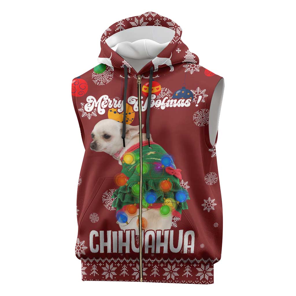 Chihuahua Dog Attitude Christmas Sleeveless Zip Hoodie Xmas Holiday Patterns - Wonder Print Shop