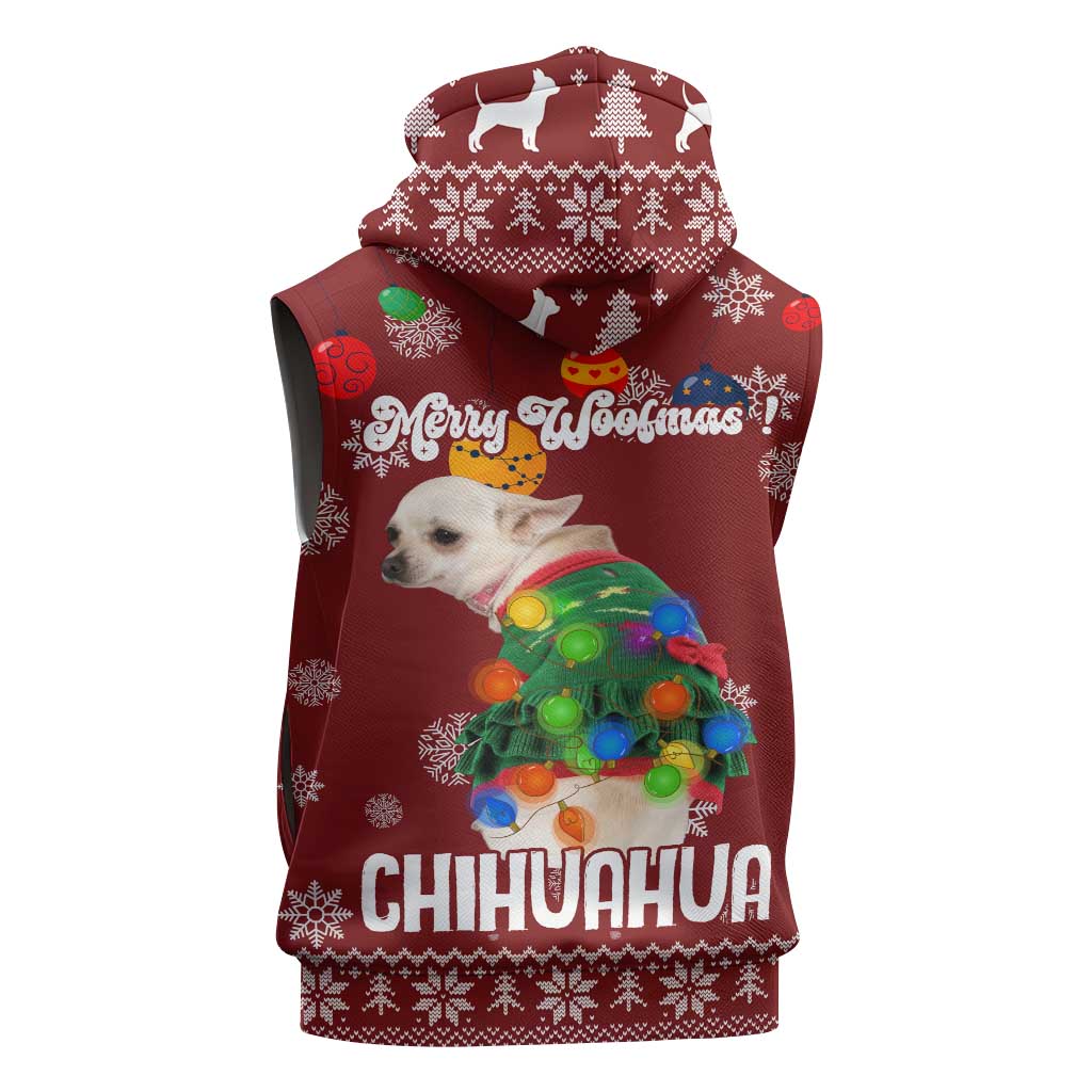 Chihuahua Dog Attitude Christmas Sleeveless Zip Hoodie Xmas Holiday Patterns - Wonder Print Shop