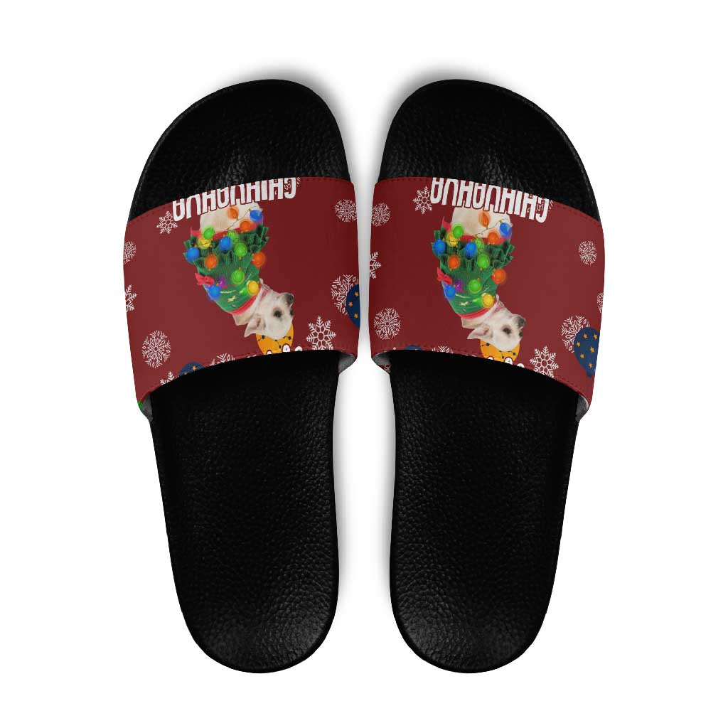 Chihuahua Dog Attitude Christmas Slide Sandals Xmas Holiday Patterns - Wonder Print Shop