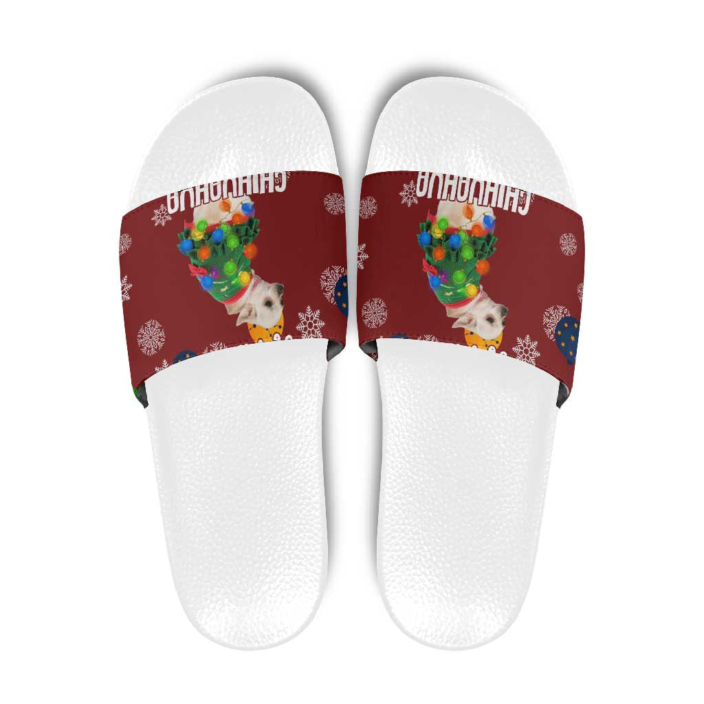 Chihuahua Dog Attitude Christmas Slide Sandals Xmas Holiday Patterns - Wonder Print Shop