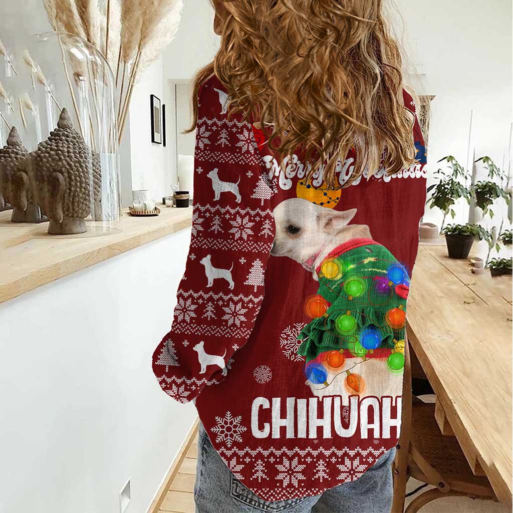 Chihuahua Dog Attitude Christmas Women Casual Shirt Xmas Holiday Patterns - Wonder Print Shop