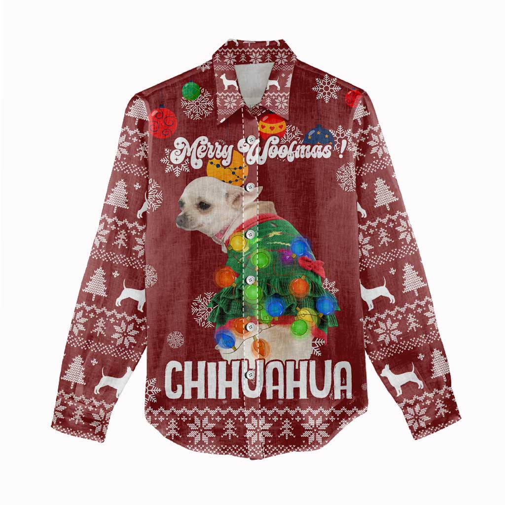 Chihuahua Dog Attitude Christmas Women Casual Shirt Xmas Holiday Patterns - Wonder Print Shop