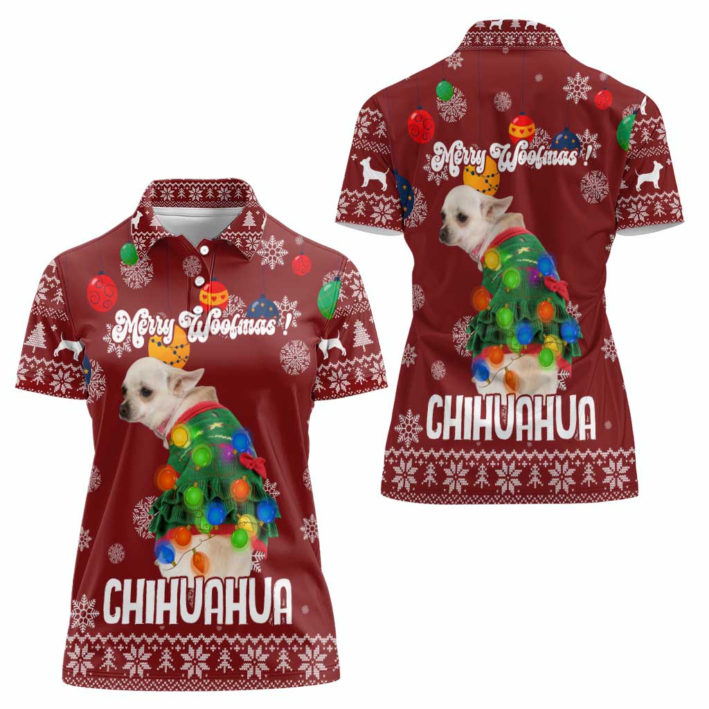 Chihuahua Dog Attitude Christmas Women Polo Shirt Xmas Holiday Patterns - Wonder Print Shop