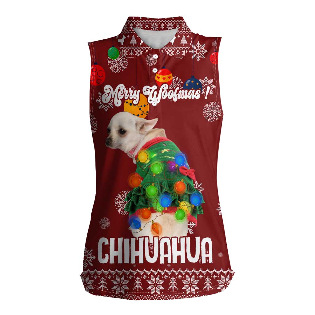 Chihuahua Dog Attitude Christmas Women Sleeveless Polo Shirt Xmas Holiday Patterns - Wonder Print Shop
