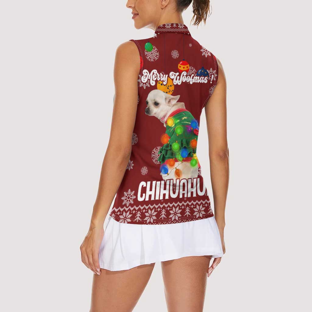 Chihuahua Dog Attitude Christmas Women Sleeveless Polo Shirt Xmas Holiday Patterns - Wonder Print Shop