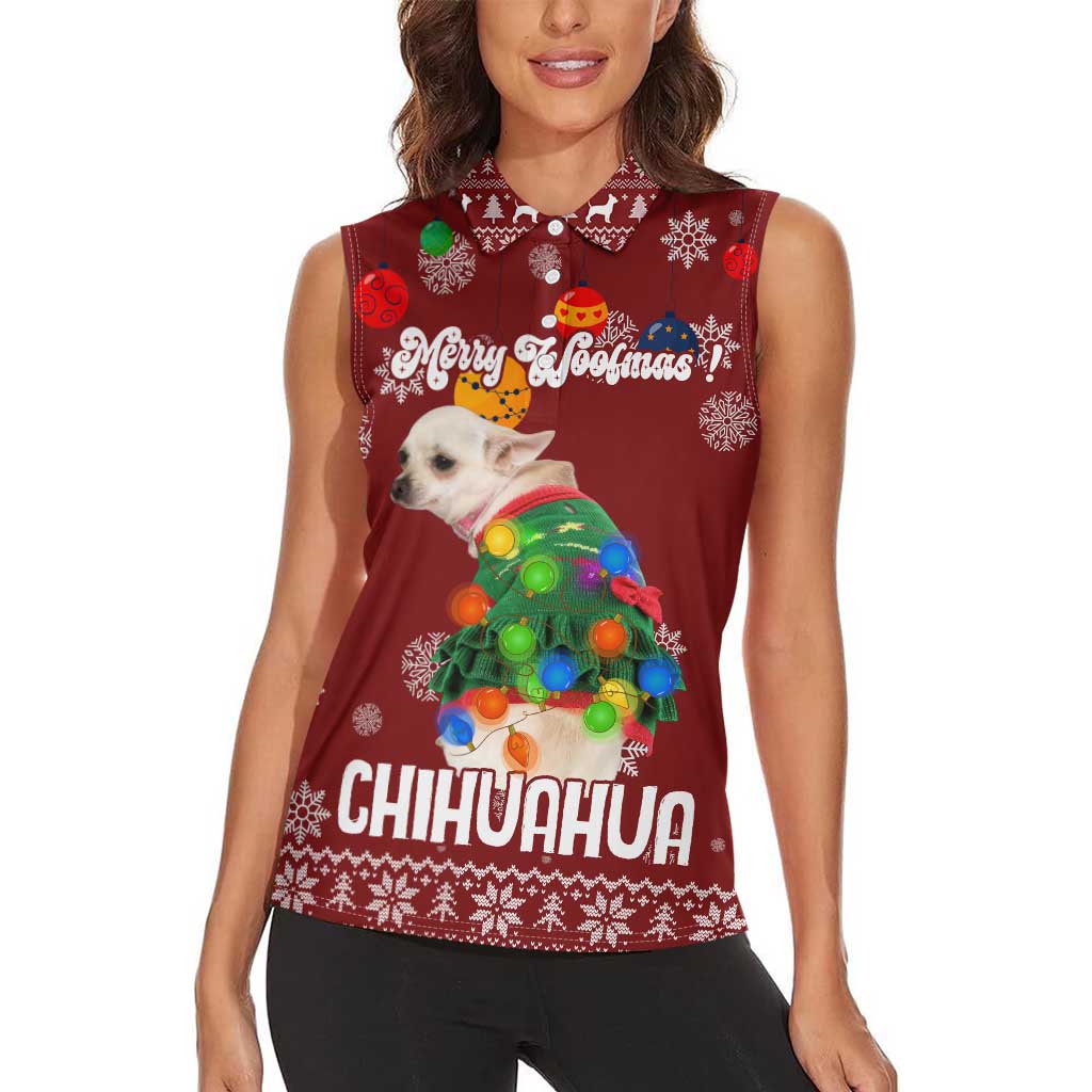 Chihuahua Dog Attitude Christmas Women Sleeveless Polo Shirt Xmas Holiday Patterns - Wonder Print Shop