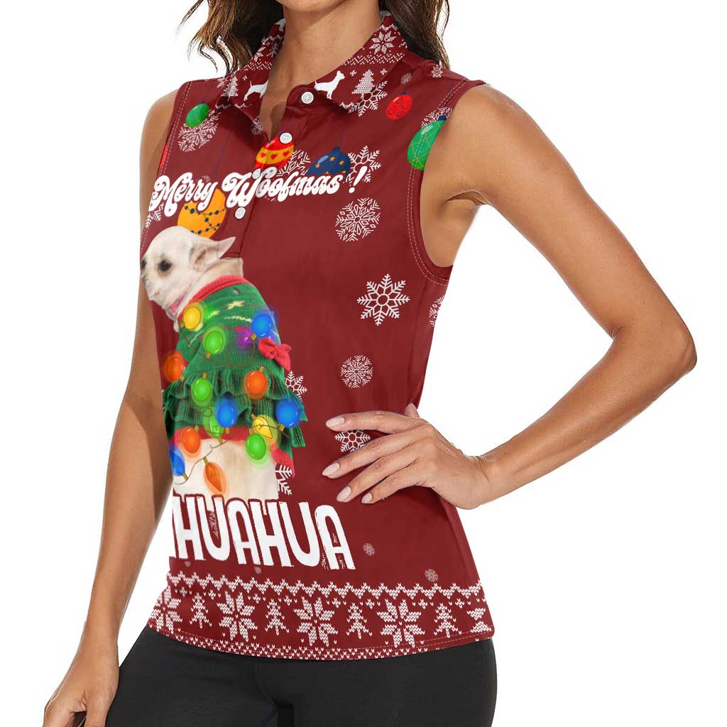 Chihuahua Dog Attitude Christmas Women Sleeveless Polo Shirt Xmas Holiday Patterns - Wonder Print Shop