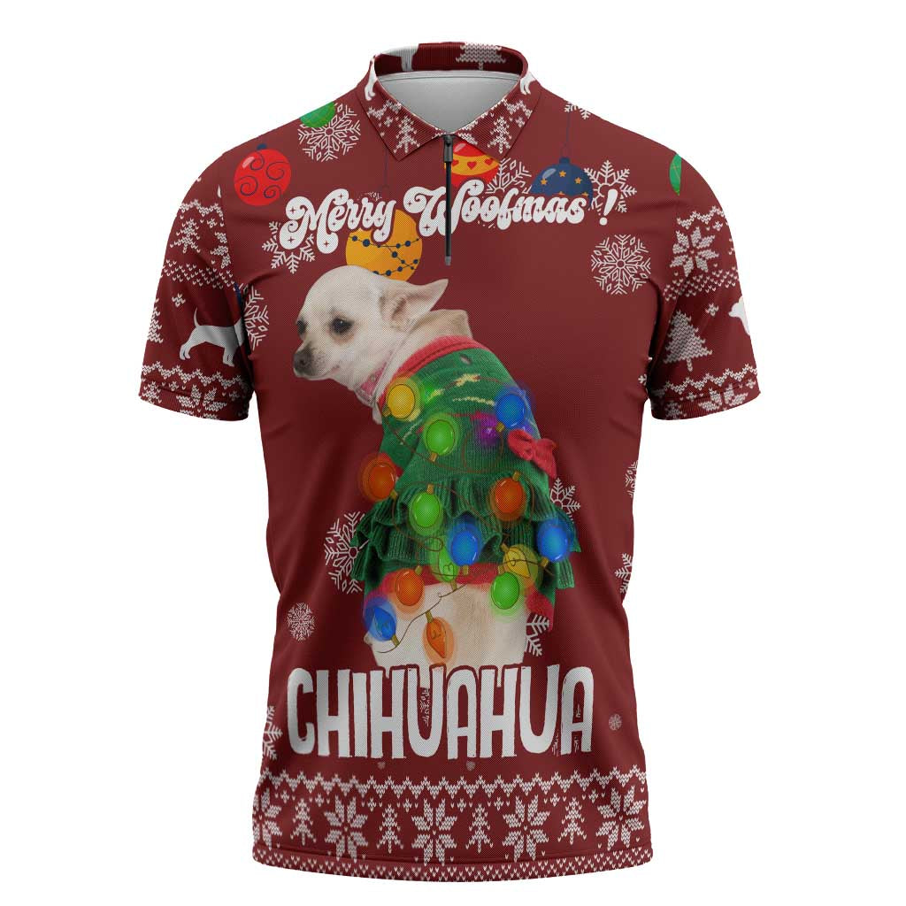 Chihuahua Dog Attitude Christmas Zipper Polo Shirt Xmas Holiday Patterns - Wonder Print Shop