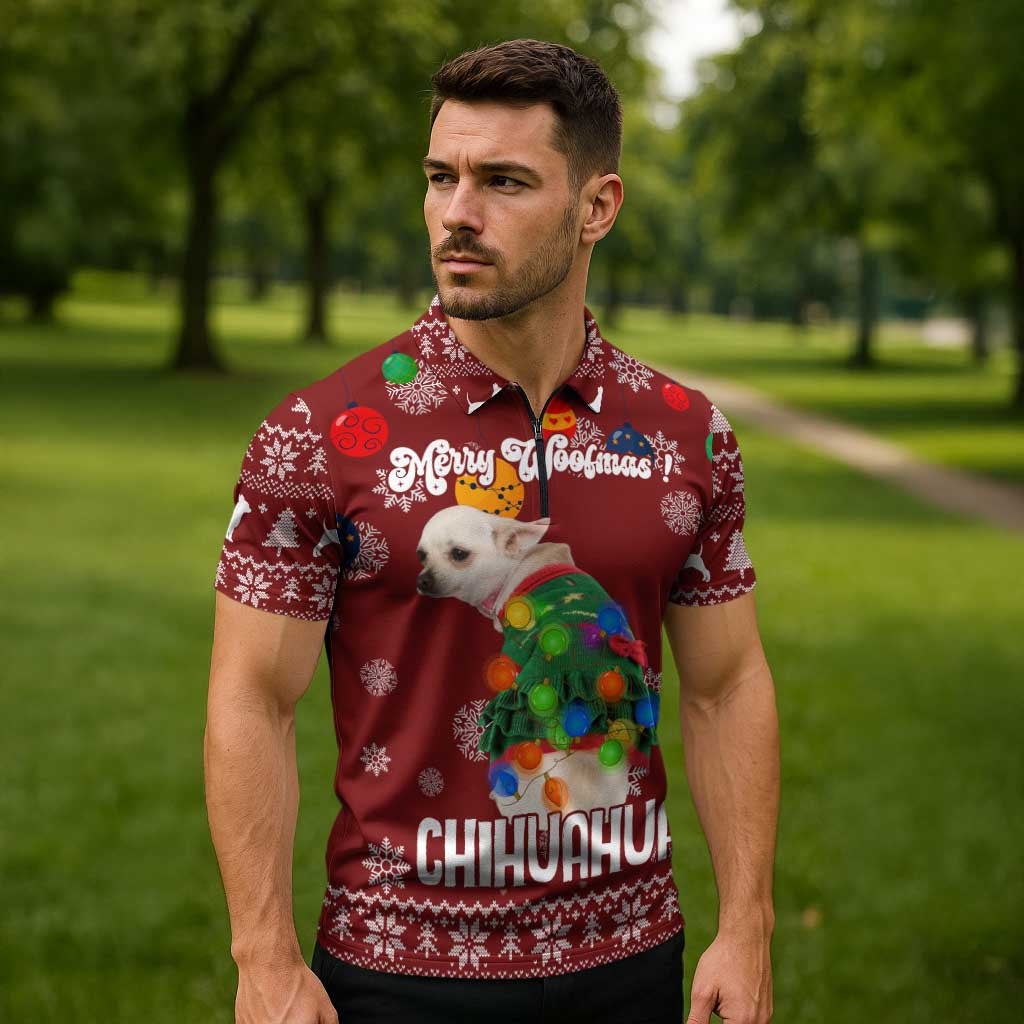 Chihuahua Dog Attitude Christmas Zipper Polo Shirt Xmas Holiday Patterns - Wonder Print Shop