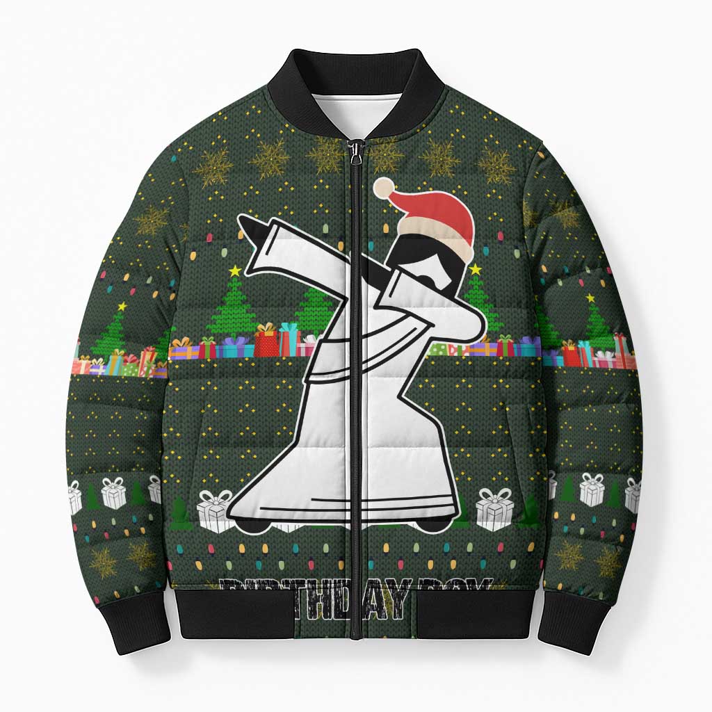 Jesus Birthday Boy Christmas Bomber Puffer Jacket Funny Xmas Holiday Patterns - Wonder Print Shop