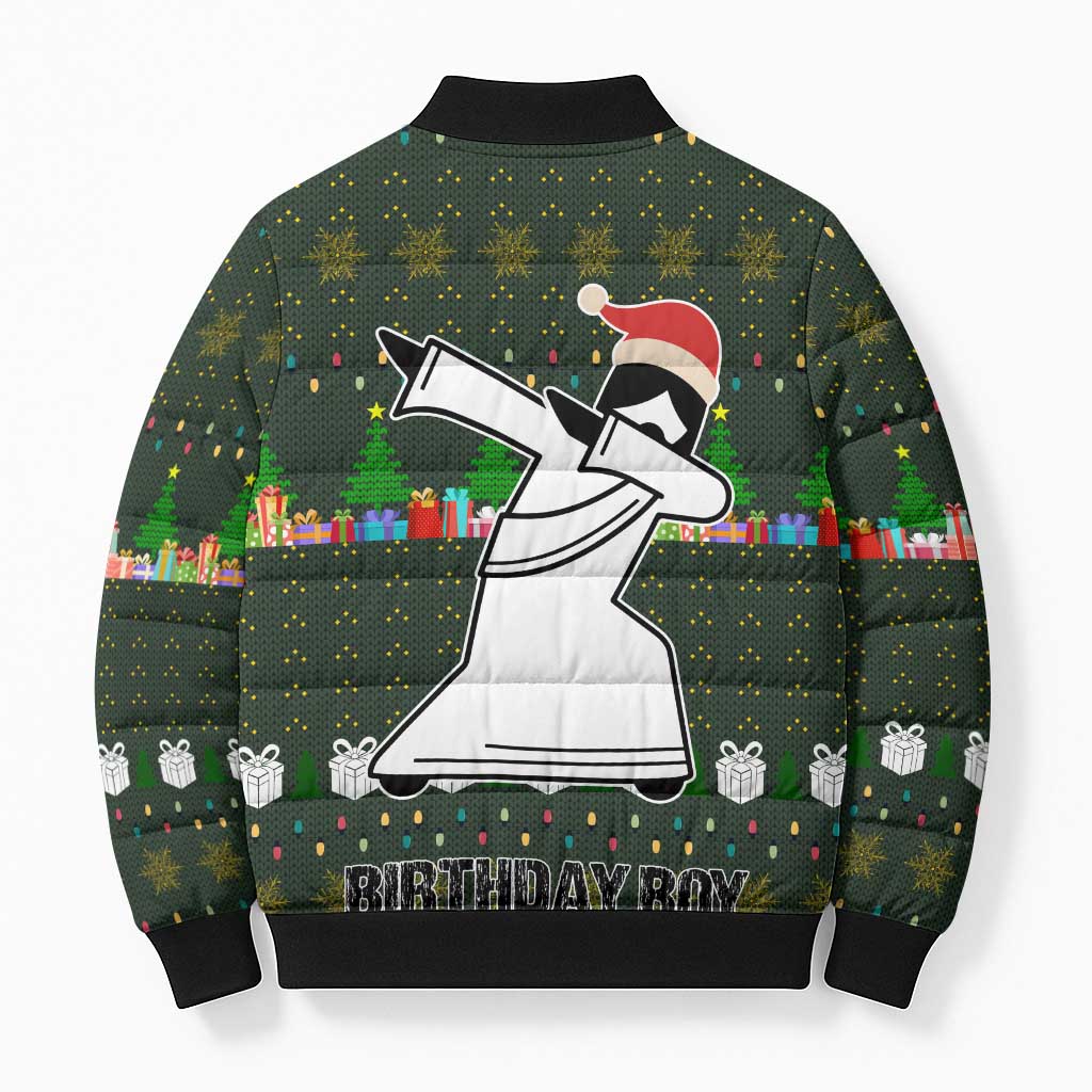 Jesus Birthday Boy Christmas Bomber Puffer Jacket Funny Xmas Holiday Patterns - Wonder Print Shop