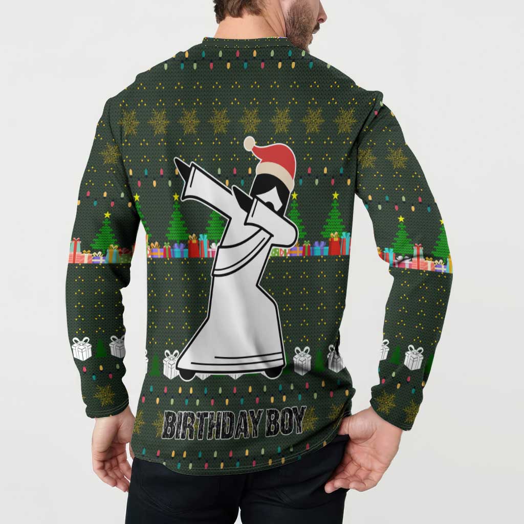 Jesus Birthday Boy Christmas Button Sweatshirt Funny Xmas Holiday Patterns - Wonder Print Shop