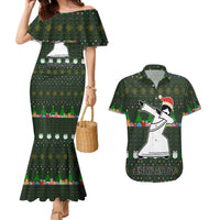Jesus Birthday Boy Christmas Couples Matching Mermaid Dress and Hawaiian Shirt Funny Xmas Holiday Patterns - Wonder Print Shop