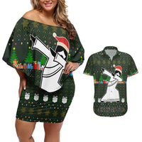 Jesus Birthday Boy Christmas Couples Matching Off Shoulder Short Dress and Hawaiian Shirt Funny Xmas Holiday Patterns - Wonder Print Shop