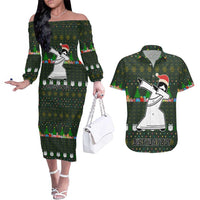 Jesus Birthday Boy Christmas Couples Matching Off The Shoulder Long Sleeve Dress and Hawaiian Shirt Funny Xmas Holiday Patterns - Wonder Print Shop