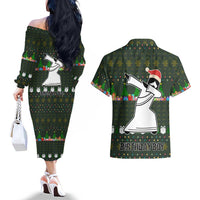 Jesus Birthday Boy Christmas Couples Matching Off The Shoulder Long Sleeve Dress and Hawaiian Shirt Funny Xmas Holiday Patterns - Wonder Print Shop
