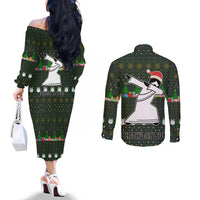 Jesus Birthday Boy Christmas Couples Matching Off The Shoulder Long Sleeve Dress and Long Sleeve Button Shirt Funny Xmas Holiday Patterns - Wonder Print Shop
