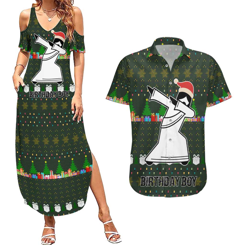 Jesus Birthday Boy Christmas Couples Matching Summer Maxi Dress and Hawaiian Shirt Funny Xmas Holiday Patterns - Wonder Print Shop