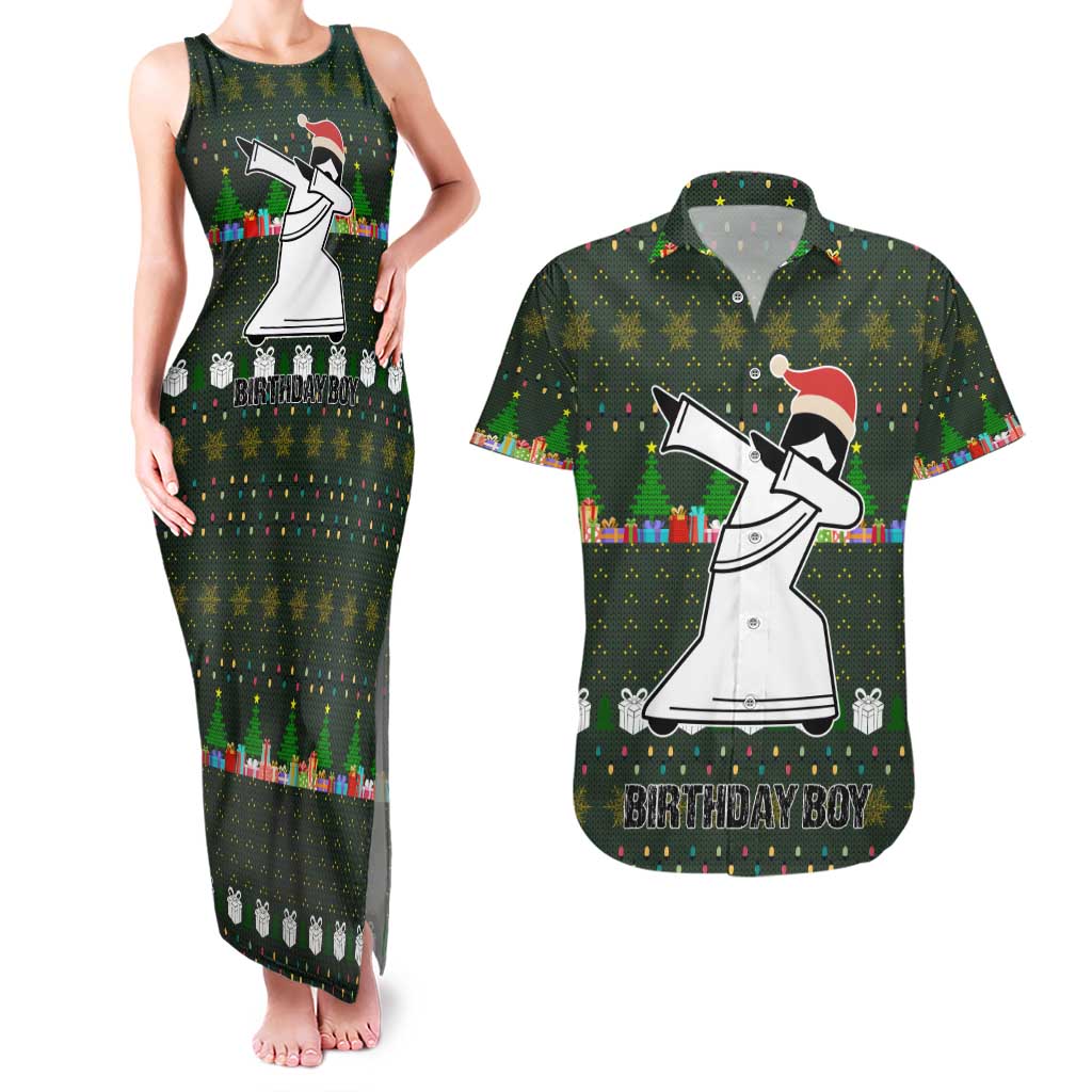 Jesus Birthday Boy Christmas Couples Matching Tank Maxi Dress and Hawaiian Shirt Funny Xmas Holiday Patterns - Wonder Print Shop