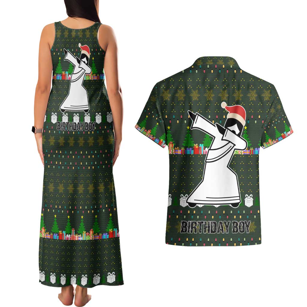 Jesus Birthday Boy Christmas Couples Matching Tank Maxi Dress and Hawaiian Shirt Funny Xmas Holiday Patterns - Wonder Print Shop