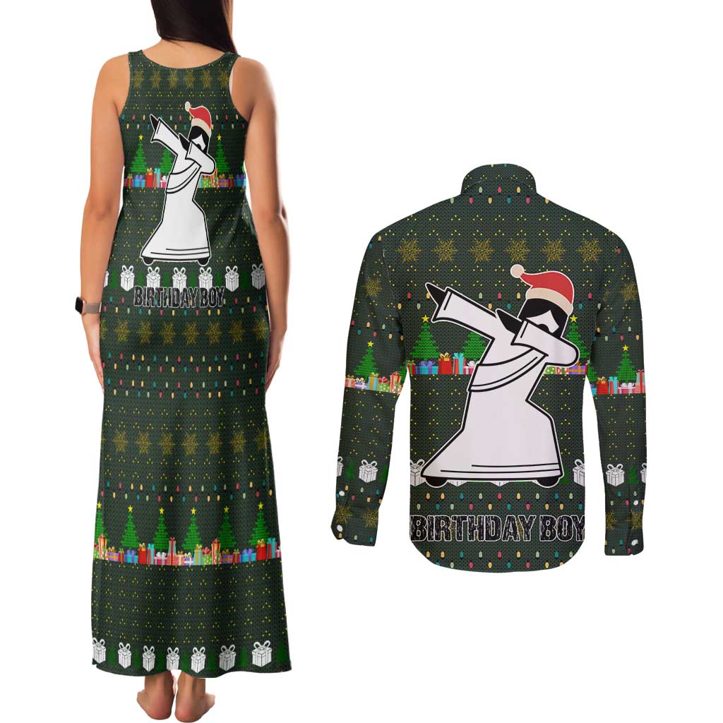 Jesus Birthday Boy Christmas Couples Matching Tank Maxi Dress and Long Sleeve Button Shirt Funny Xmas Holiday Patterns - Wonder Print Shop
